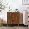 thumbnail image 4 of YOCWO 3 Drawer Fluted Nightstand, Wood Chest of Drawer for Bedroom, Walnut, 4 of 5