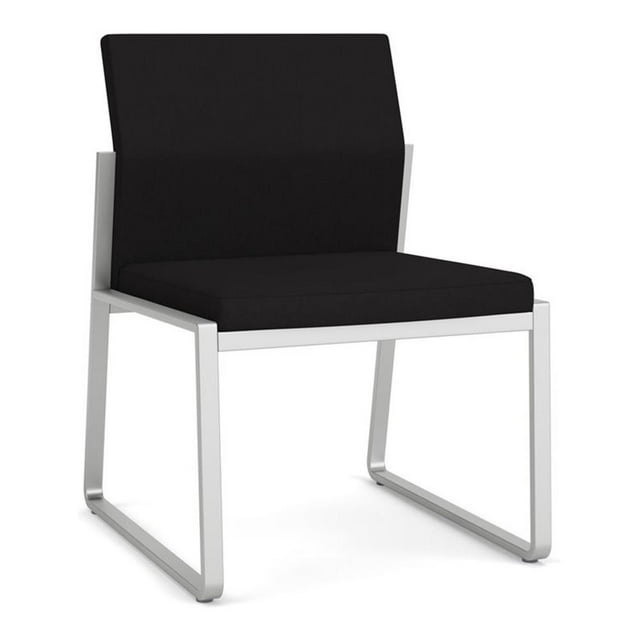 Fauteuil d'Appoint Sans Accoudoirs pour Réception et Salle d'Attente Gansett / Acier Argenté / Noir
