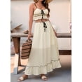 thumbnail image 4 of Summer 2 Piece Maxi Skirt Set for Women Y2k Tie Crop Top Flowy Dress Vacation Beach Outfit Color L, 4 of 9