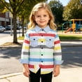 thumbnail image 6 of Falkdiz Boys Long Sleeve Shirts Striped Button Up Back to School with Pockets Casual Trendy Tops for Boys Graphic,Multicolor,Size: 2-3, 6 of 8