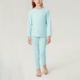thumbnail image 2 of Riecok Girls Thermal Underwear Sets Long Sleeve Solid Color Pullover Tops and Long Pants Soft Comfortable Bottom Sets, 2 of 8