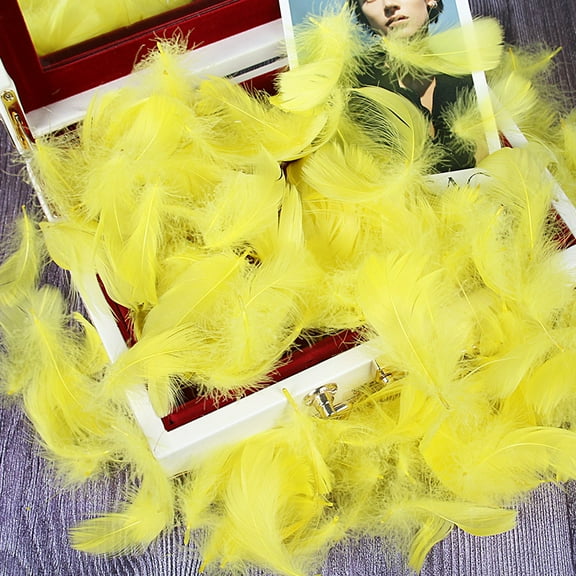 XmhyTop-A 100PCS Fake Goose Craft Feathers - Soft, Natural-Look Feathers for DIY Arts, Decor & Crafts-Yellow