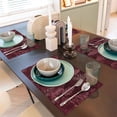 thumbnail image 6 of Linen Placemat With 18×12in Double Stitching Is Effectively Insulated And Foldable For Family Hotel Picnic Trips Realistic Forests Camouflage Pattern Conifer Maroon_2 Four Pieces, 6 of 8