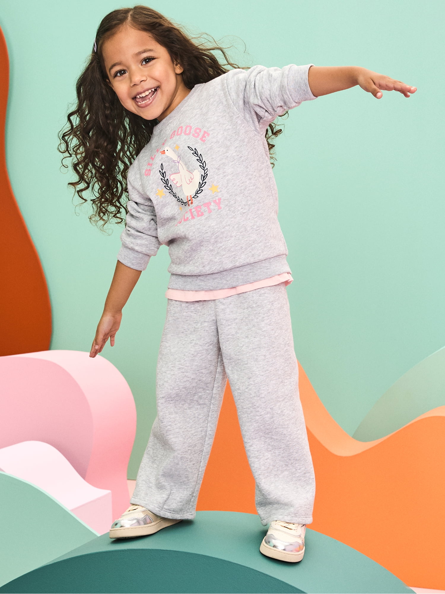 Garanimals Baby & Toddler Girls Fleece Sweatpants, Wide Leg, Sizes 0-6T