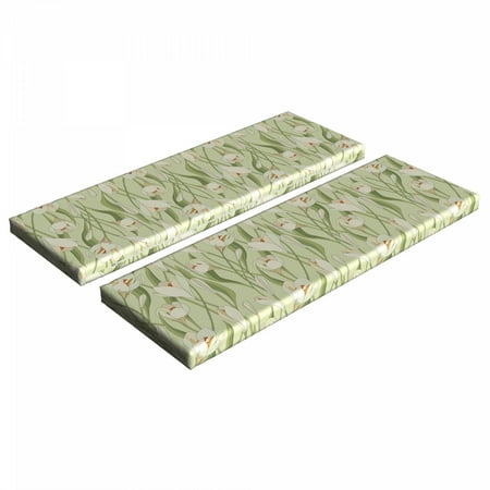 

Garden Art Bench Cushion Set of 2 Spring Flowers Bouquet Crocuses with Healthy Fresh Petals Botanical Standard Size Foam Pad and Decorative Cover Pale Green Orange Cream by Ambesonne