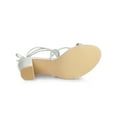thumbnail image 3 of BLISSFUL STEP Women's Shoes Open Toe Lace Up Block Heel Strappy Heels Silver 10.5, 3 of 8