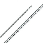22 in. 14K White Gold 4.8 mm Regular Concave Cuban Chain