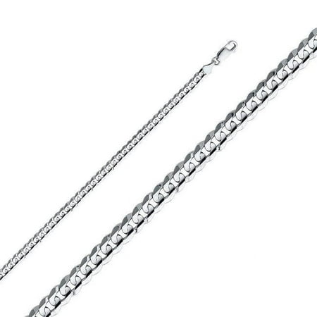 22 in. 14K White Gold 4.8 mm Regular Concave Cuban Chain