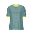 thumbnail image 5 of GaThRRgYP Elegant Short Sleeve Blouse - Summer Women's Tops,Women Summer Striped T Shirt Short Sleeve Puff Sleeve Crewneck Blouse Casual Klim Color Block Trendy Crewneck Striped Shirts Tops Yellow S, 5 of 6