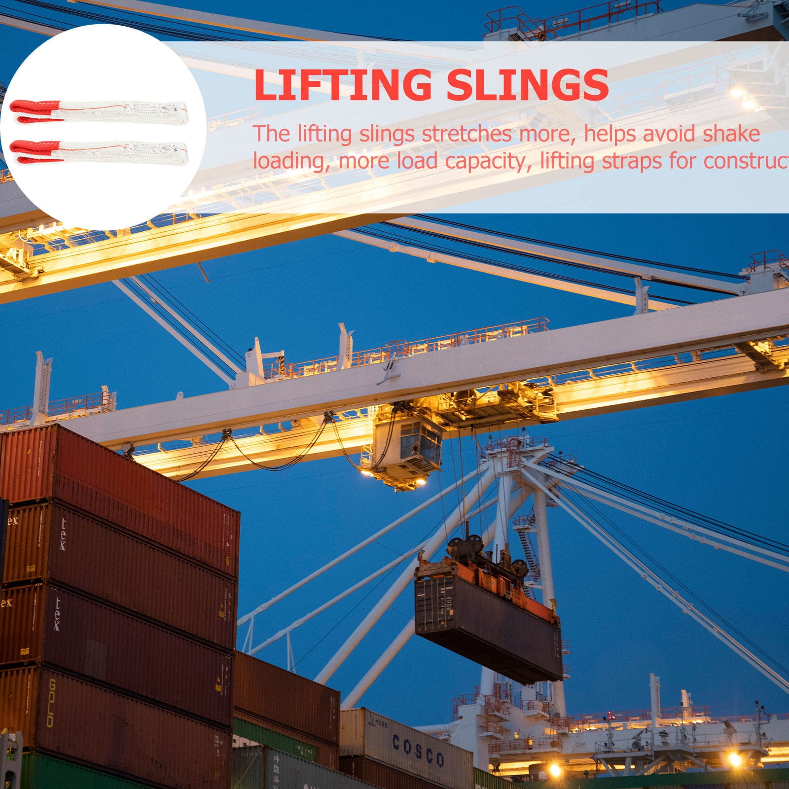 ELAYARD Set of 2 Lightweight Polypropylene Lift Sling Straps for Crane and Heavy Duty Lifting Applications