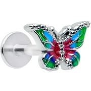 Body Candy Womens 16G Stainless Steel Colorful Butterfly Labret Monroe Lip Ring Tragus Cartilage Stud 1/4"