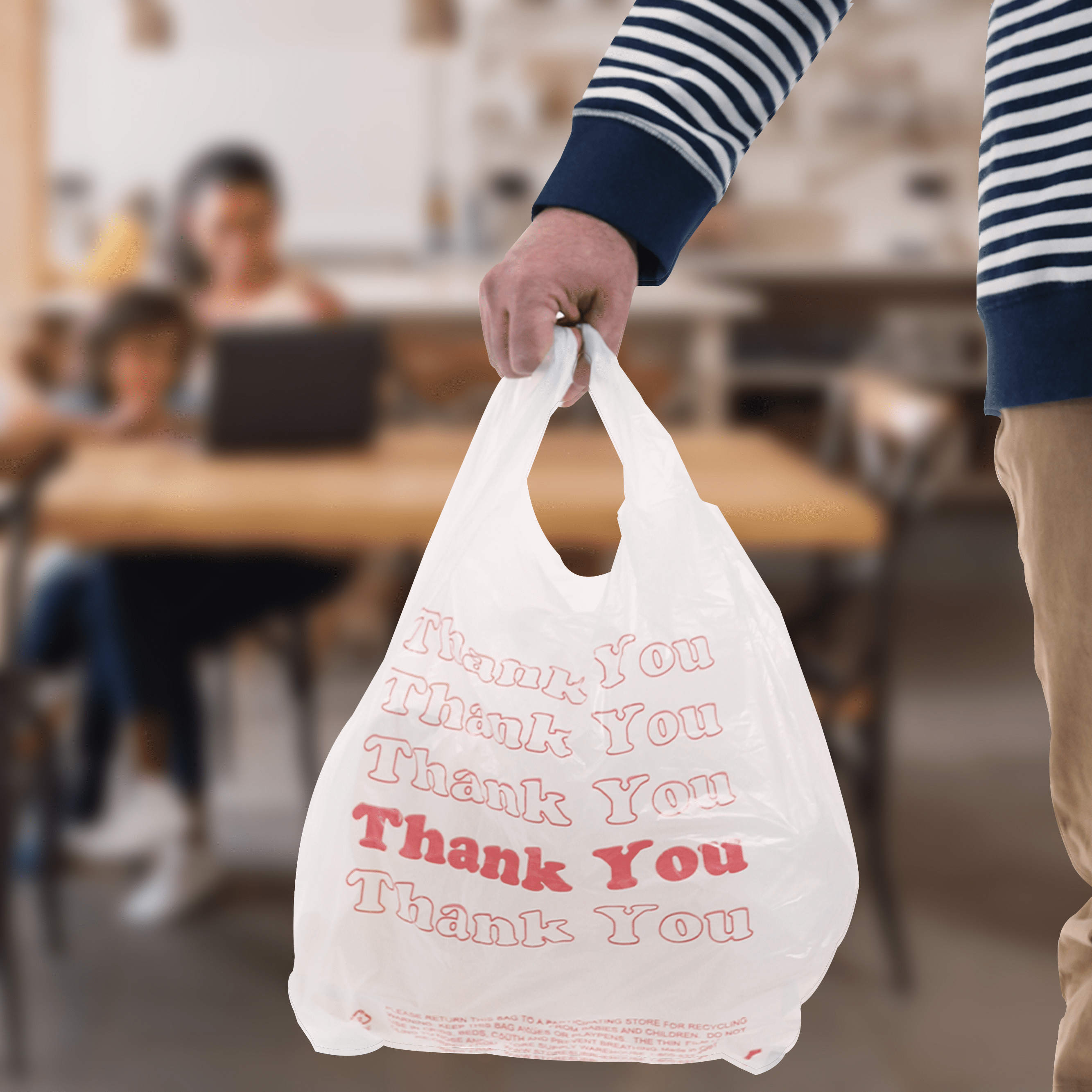 SSWBasics White Thank You Bags Case of 500-11 ½” x 6" x 21" - Thickness .48mil HDPE- Standard Supermarket Size  Perfect for Grocery  Retail  Convenience Stores  Take-Out and Home Use