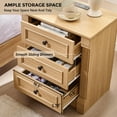 thumbnail image 5 of 26" Tall Farmhouse Nightstand, 3 Drawers End Table w/Charging Station, 23.6" Wide Large Side Table w/Roman Column, Wood Rustic Sofa Table for Bedroom, Natrual, 5 of 14