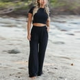 thumbnail image 6 of Ashirexll Vacation Outfits for Women, Two Piece Sets for Women, Solid Color Tank Top and Pocket Lace Up Pants Two Piece Set, 6 of 7