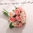 thumbnail image 5 of Xiao Hua Ramo de rosas artificiales de seda para bodas, fiestas y decoración del hogar, 12 unidades (blanco y azul), 5 of 5