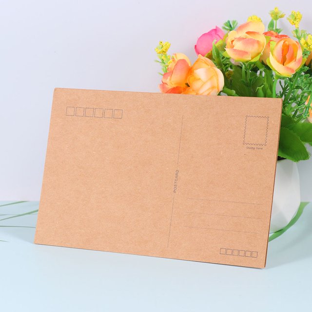 EXHUMKY 40Pcs Double Sided Available Message Card Kraft Paper Light Brown for Writing