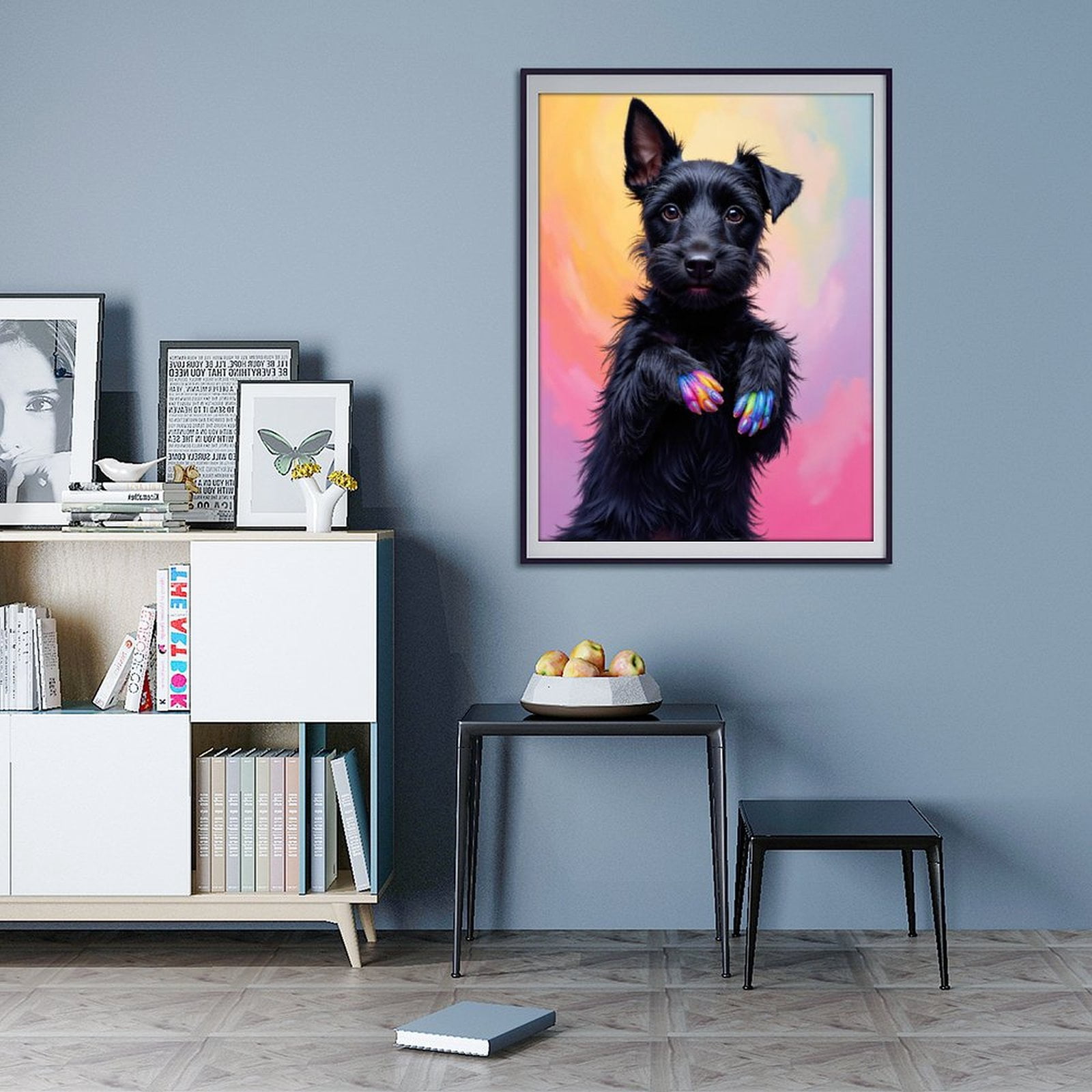 Diamond Art Kit for Adults, Puppy Playful Colorful Paws Pastel Background Diamond Painting for Adults Beginners, DIY Diamond Art Painting Kits, 5D Diamond Painting Crafts for Home Decor 12x16