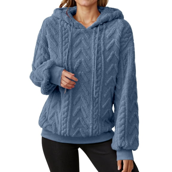 Puliio Hoodies For Womens Solid Color Long Sleeve Drawstring Pullover Top Womens Winter Fall Casual Losse Trendy Loungewear Hoodless Sweatshirts