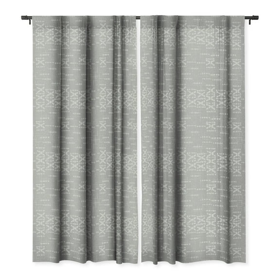 Society6 Holli Zollinger Aba Mudcloth Gris Single Panel Room Darkening Window Curtain 50" x 96"