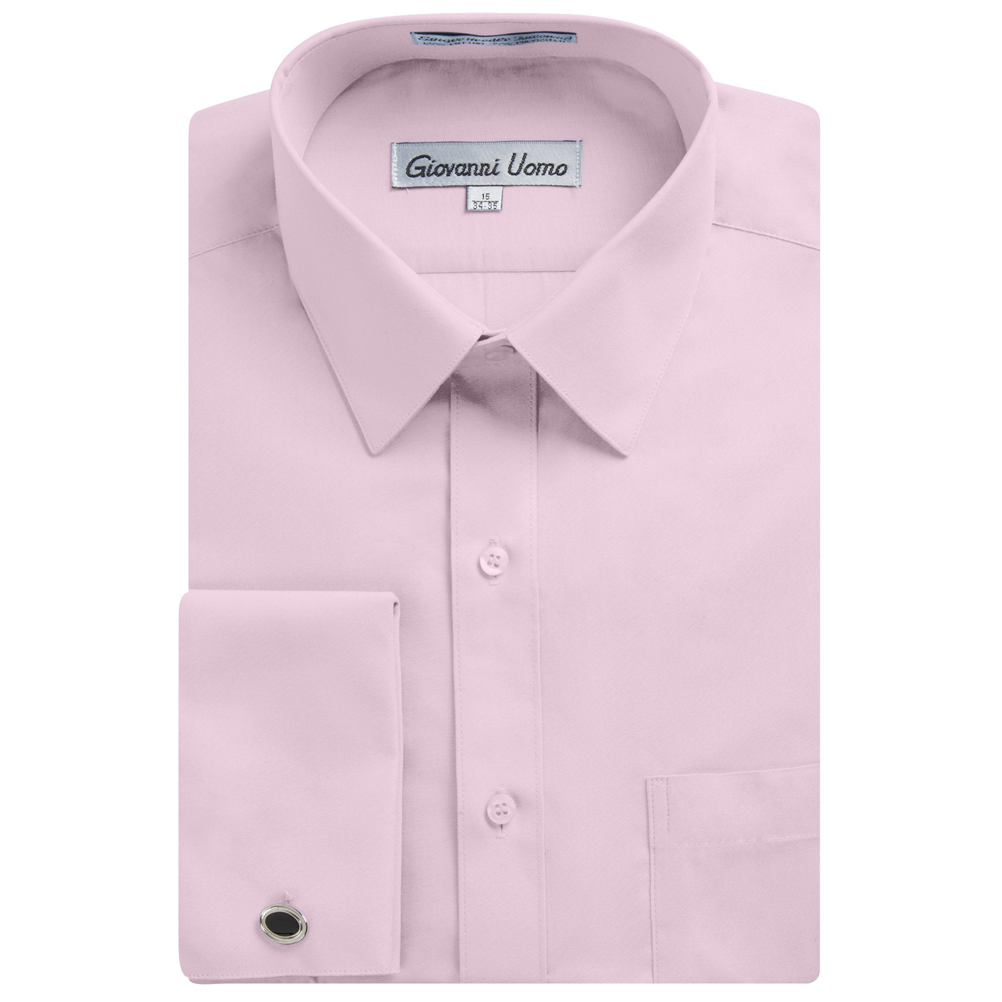 Gentlemens Collection Men's 1916FC French Cuff Solid Dress Shirt - Pink ...