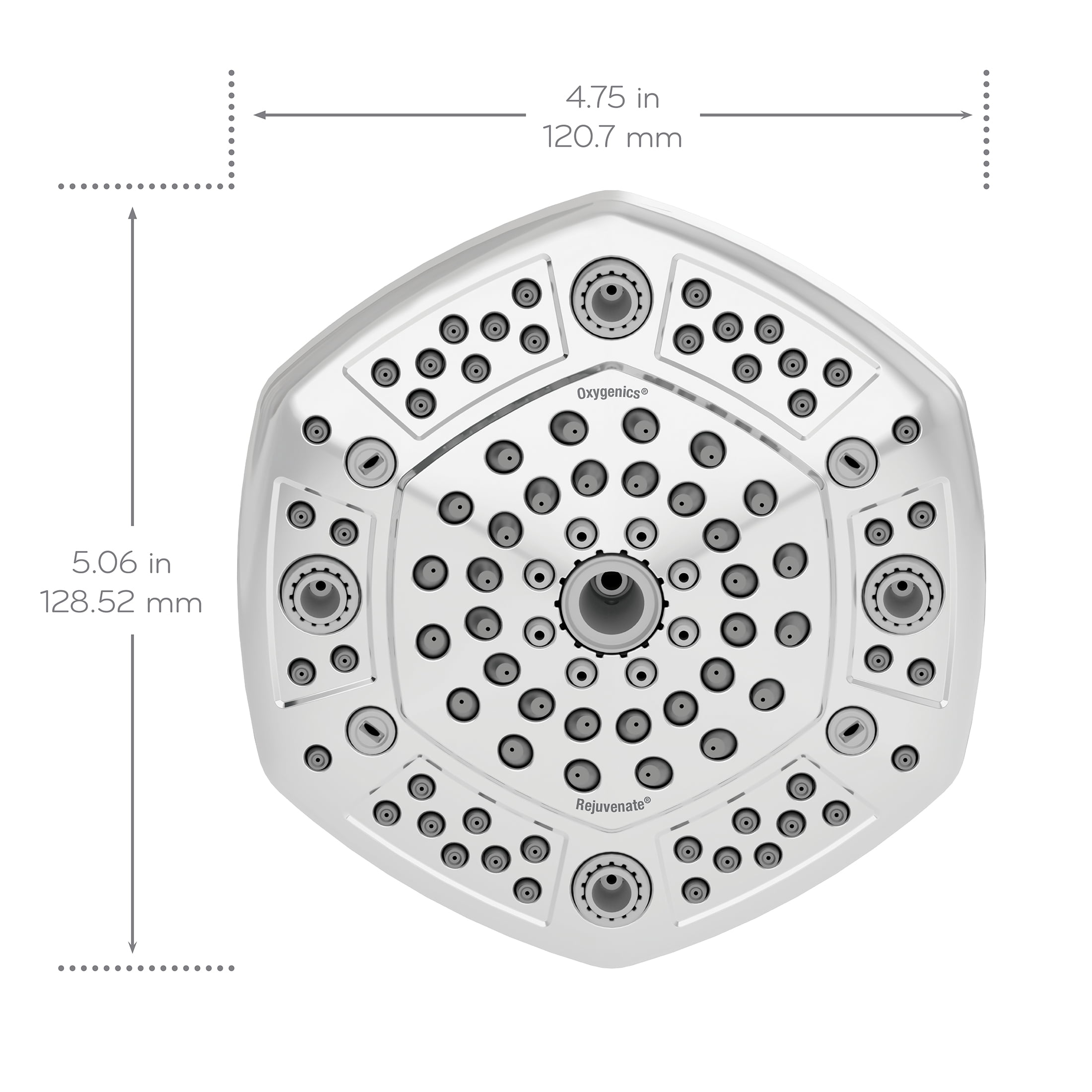 Oxygenics Rejuvenate Chrome Fixed Shower Head with 8 Settings and 4.75-Inch Spray Face