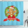 thumbnail image 1 of Ambesonne Christmas Shower Curtain, Gingerbread Cookie Wreath, 69"Wx84"L, Sky Blue Multicolor, 1 of 3