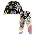 thumbnail image 5 of Yuyamidu Hippie Flower Crewneck Pajamas Set of 2 Warmth Sleepwear Pjs Womens Long Sleeve Sleepwear Tops Long Pants with Pockets Softness Sleep Jogger Set Size 2XL, 5 of 7