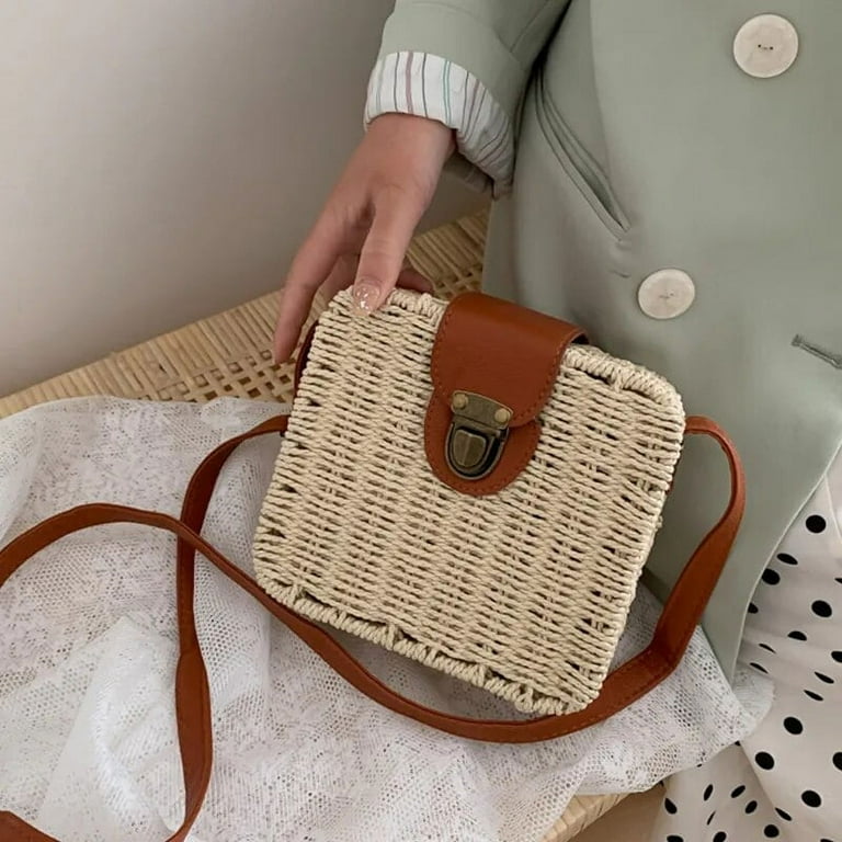 Straw bag square best sale