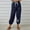 Navy, variant on QUINDOS Womens Pants Trendy Taper High Waisted Ankle Length Activewear Sweatpants Cotton Linen Print Athletic Fit Pants with Pockets