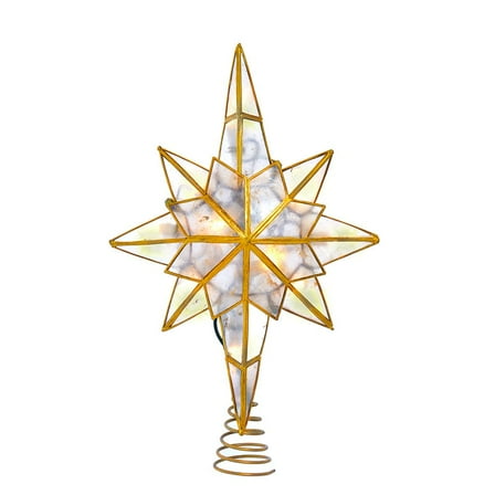 Kurt Adler 10-Light LED Capiz Star Tree Topper