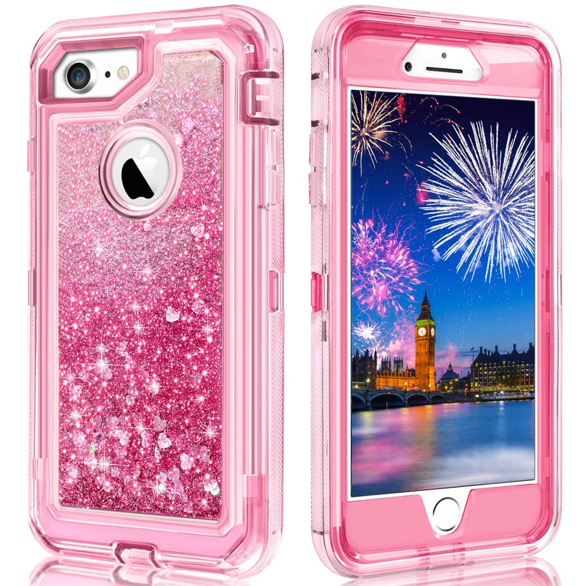 For Iphone 7 Case Iphone 6 Case Iphone 8 Case 360 Full Body Shockproof Liquid Glitter Quicksand Bling Heavy Duty Hard Bumper Non Slip Soft Transparent Protective For Iphone Se2 8 7 6 Pink Walmart Canada