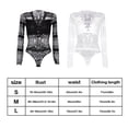 thumbnail image 2 of Lencería de encaje para mujer Babydoll erótico con cuello en V Ropa de club encantador, Negro, M seitruly XX0182-02B, 2 of 7