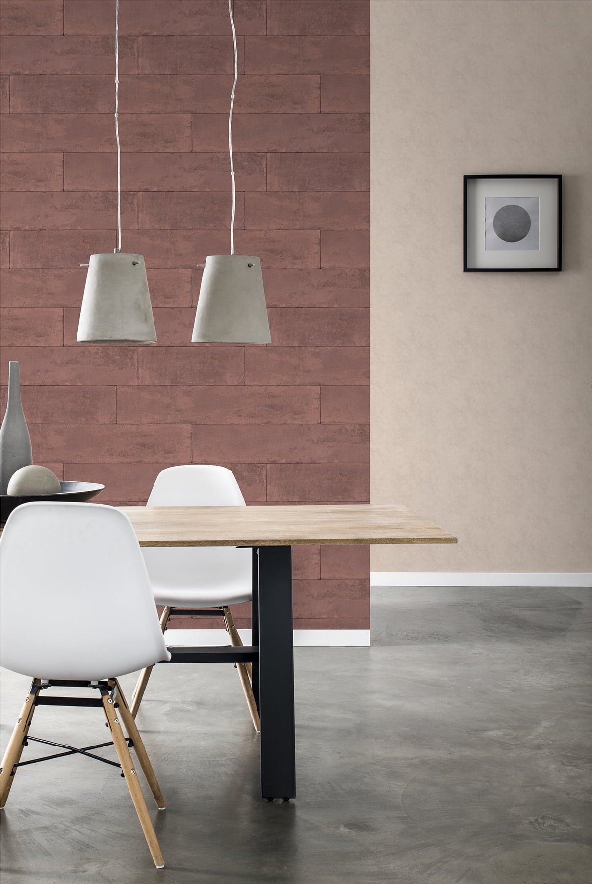 Advantage Lanier Oxblood Stone Plank Unpasted Vinyl On Non Woven Wallpaper, 21-in by 33-ft, 57.8 sq. ft.