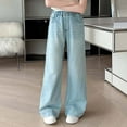 thumbnail image 2 of KEXE Girls Jeans Size 10-12 Girl Clothes Size 14-16 Girls Jeans Denim Elastic Wasit Wide Leg Baggy Pants Kids Clothes 11-12 Years Blue, 2 of 9