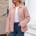 thumbnail image 5 of Feancey Women's Quilted Jacket Cropped Casual Plus Size Puffer Jackets Oversized Trendy Snap Button Down Coat Fall Outerwear with Pockets Christmas Gift Pink XL, 5 of 10