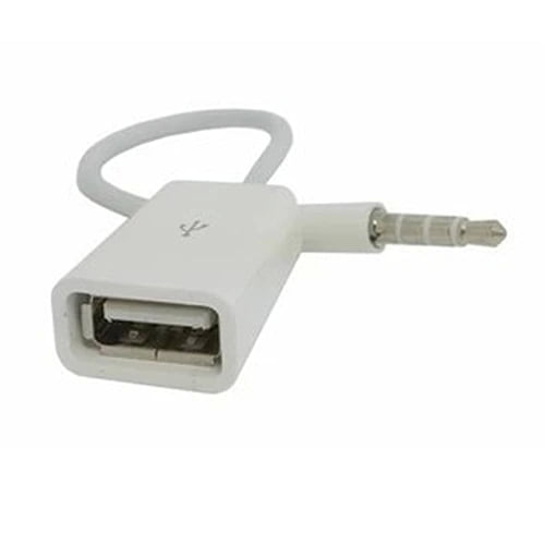 Intuïtie Wonder Integreren 3.5mm AUX Auxiliary Audio Jack to USB Converter Cable White Adapter 3-Ring  - Walmart.com