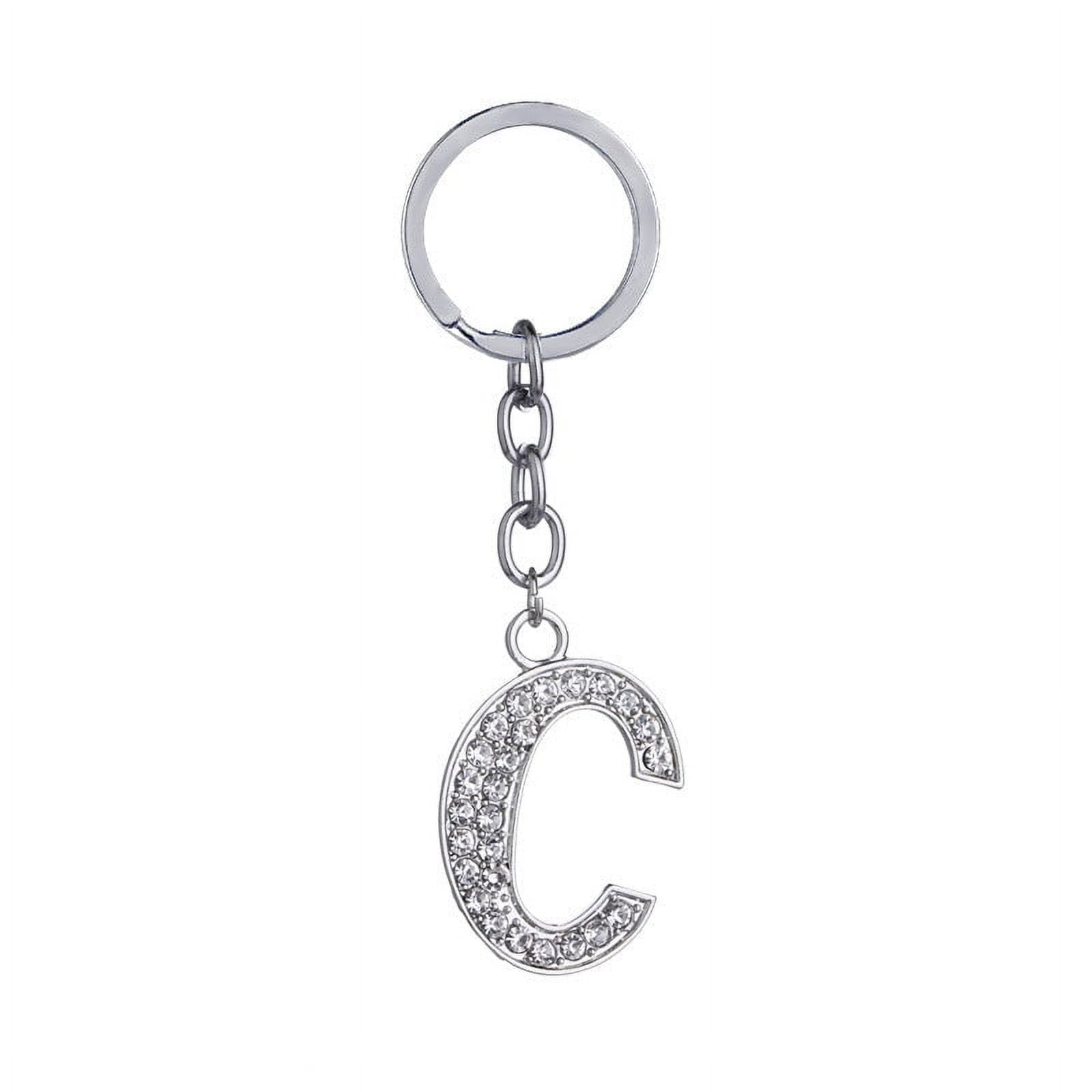 Unisex Keychain Zinc Alloy Diamond Letter Pendant Creative Heart Shaped Metal Key Ring Individually Packed Key