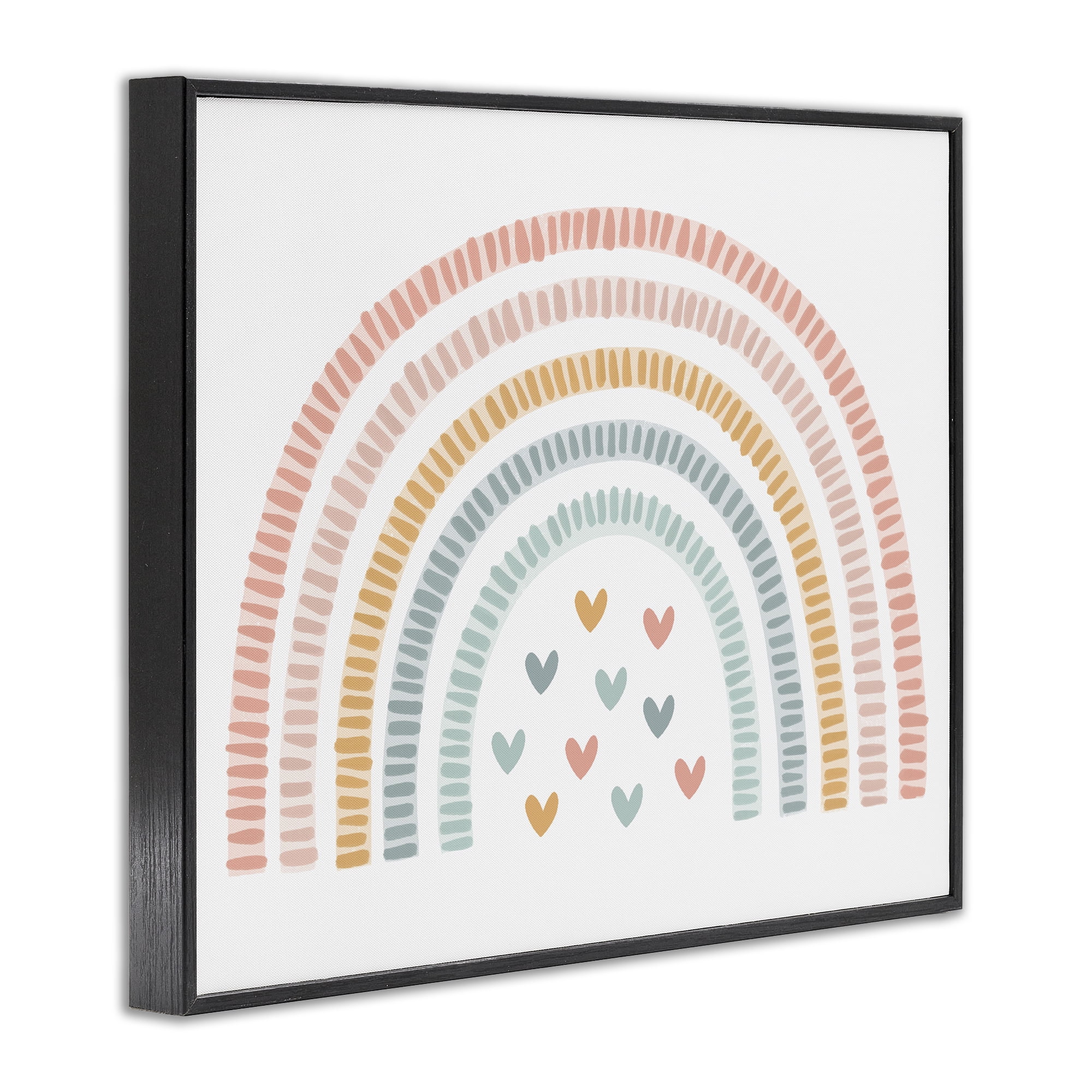 Stupell Industries Whimsical Pastel Rainbow with Hearts Black Framed Giclee Art, design by Lil' Rue