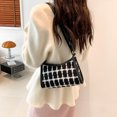 thumbnail image 4 of Bolso bandolera para mujer Bolso de hombro con patrón de cuadros Bolso de mano (Negro), 4 of 6