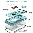 thumbnail image 3 of ELEHOLD Rugged Case for iPhone 15,Heavy Duty Hybrid Camera Lens Protector 360° Rotation Ring Holder Card Slot Kickstand Function Anti-Slip Shockproof Armor Case for iPhone 15, Green, 3 of 11