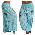thumbnail image 4 of Plus Size Pants Women Plus Size Pants Print Band Wide Leg Casual Pants Casual Pants Women Light Blue XXXL, 4 of 6