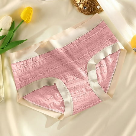 High Cut Underwear Women Women s Lace Underwear Mid-Waisted Ice Silk Full Cover Underwear Soft Satin High Waisted Panties Lightweight Breathable Underpant Briefs Womens Thong Underwear XXL