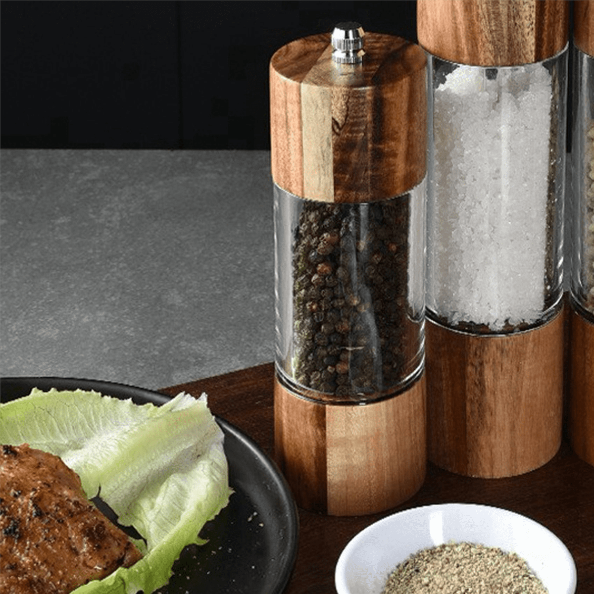 4X Pepper Grinder Transparent Pepper Mill Salt Grinding Ceramic Core Multipurpose Seasoning Bottle Cruet 6 Inches