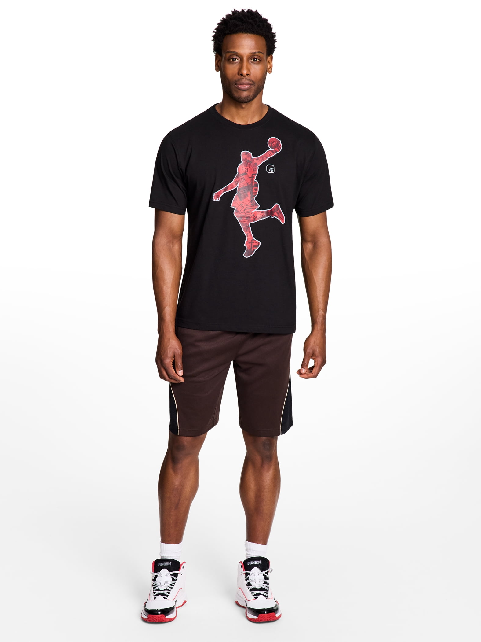 AND1 Men's and Big Men's Active Enforcer Short, 10" Inseam, up to Size 5XL