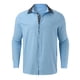 thumbnail image 5 of Camisas De Mezclilla Para Hombre Camisas de un solo pecho para hombre, camisas informales de manga corta para playa con solapa de Color sólido para vacaciones al libre (Blue, S), 5 of 7