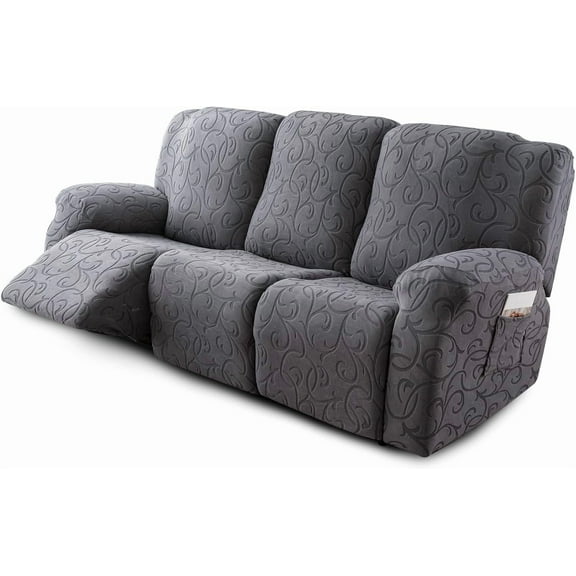 Recliner Sofa Covers Sectional Couch Cover for Reclining Couch 3 Seat, 5-Pieces 3 Cushion Sofa Stretch Recliner Sofa Slipcover, Soft Jacquard Furniture Dog Couch Cover Protector