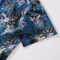 thumbnail image 5 of YIUME Dark Blue Hand Painted Orchid Floral Print 100% Cotton Button-down Shirt, 5 of 9