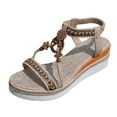 thumbnail image 3 of Mostsola Wedge Espadrilles for Women Platform Sandals Open Toe Boho Beaded Slingback Heels, 3 of 9