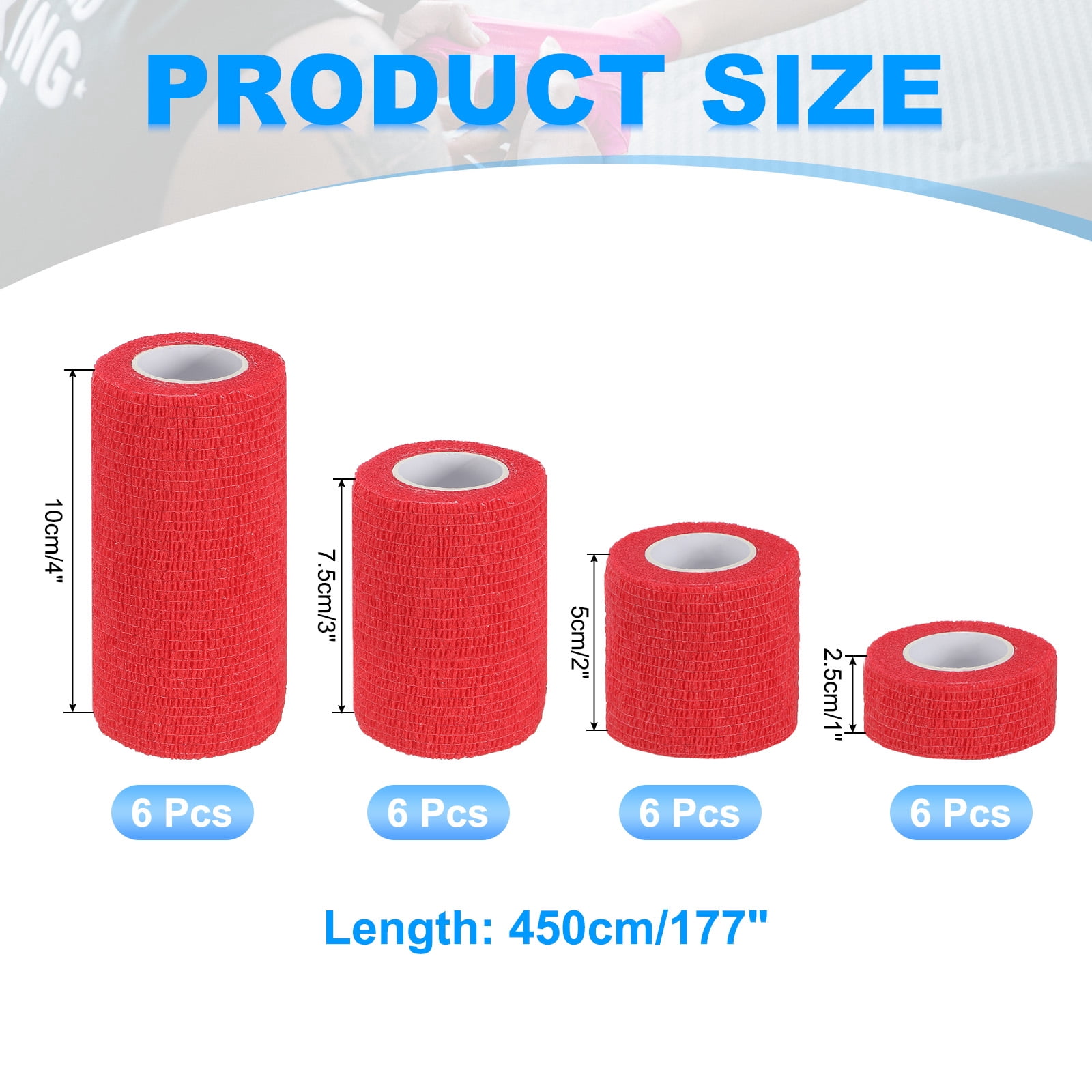 Uxcell Self Adhesive Bandage Wraps, Yard Elastic Self Breathable Self Adherent Wrap Tape for Stretch Athletic Sports Red