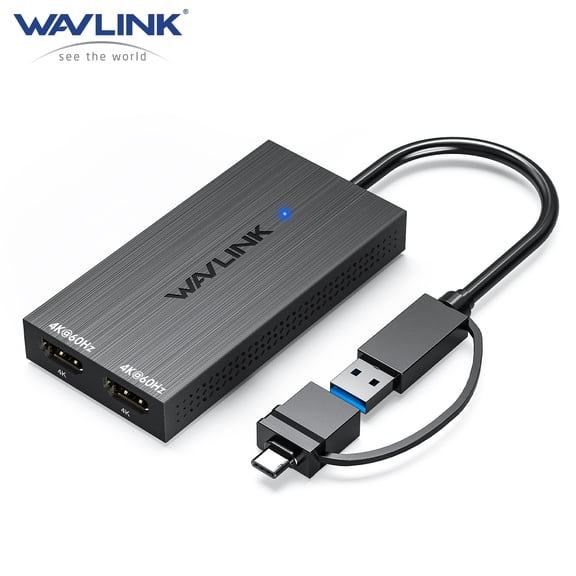 WAVLINK USB 3.1/USB C to Dual HDMI Adapter, Compatible with New MacBook Neo DisplayLink Dual 4K@60Hz Monitor Hub for Dell HP Surface Lenovo, Compatible with Windows and M1/M2/M3 Mac